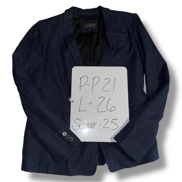 J.Crew NWOT Women’s Linen Blend Blazer Size 12 Navy Tailored Single-Button - Picture 8 of 16